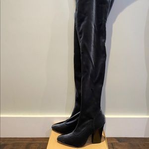 Zara blue suede knee high boots